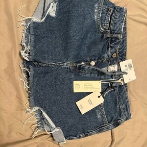 Forever 21 Blue Jean Shorts with Frayed Hem
